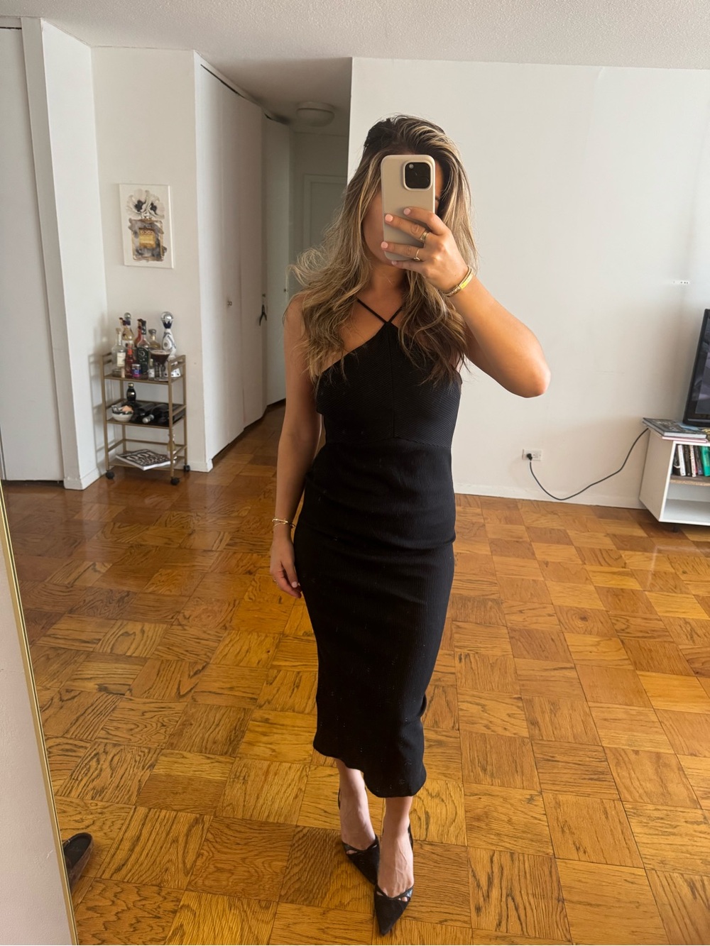 Zara Black Crisscross Midi Dress - Women
